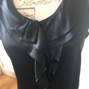 NWOT Ruffled silk top in black by Talbots